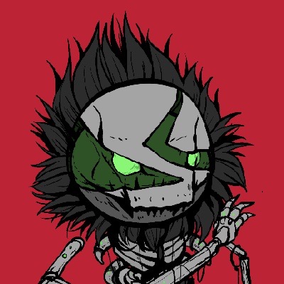 Spiky-haired character with a green eye